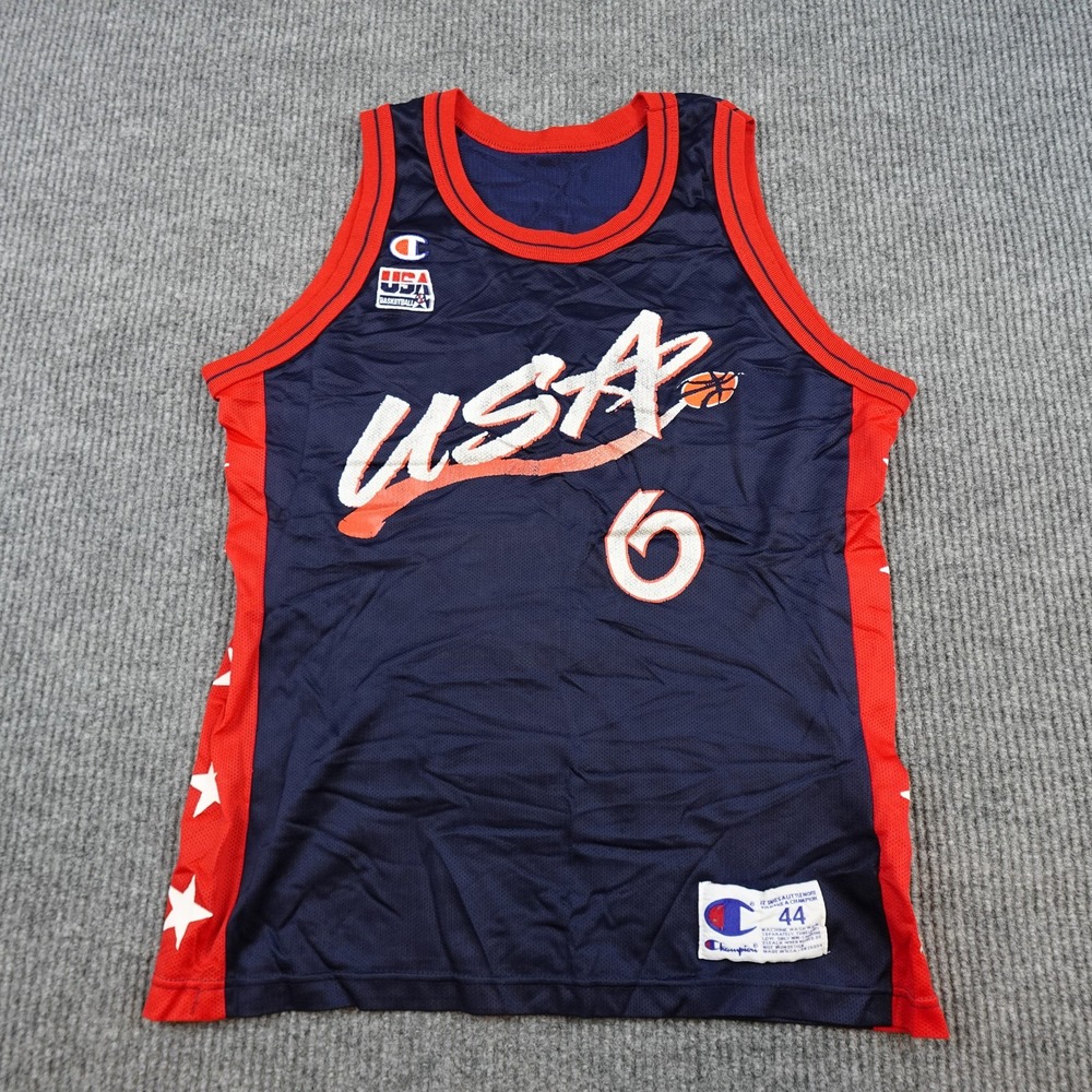 Vintage USA Basketball Jersey Mens 44 Blue Champion Hardaway 6 NBA Made USA 90s
